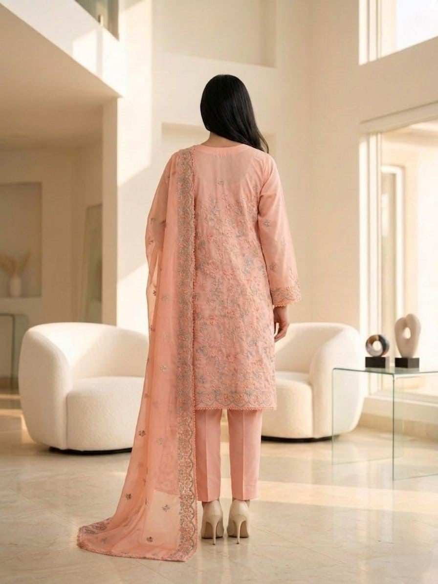 Spring Pure Cotton Embroidered Readymade Suit – Party Wear
