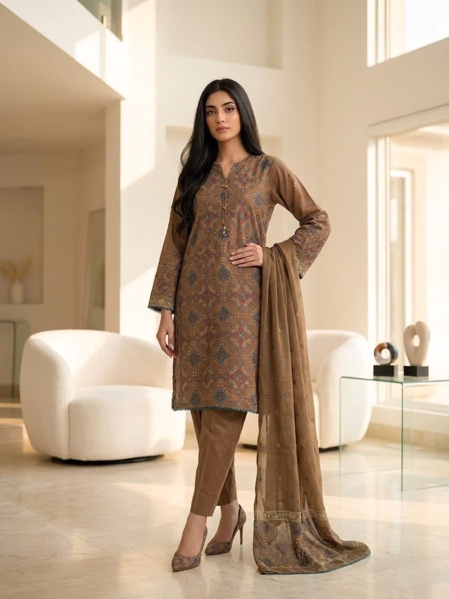 Spring Pure Cotton Embroidered Readymade Suit – Party Wear