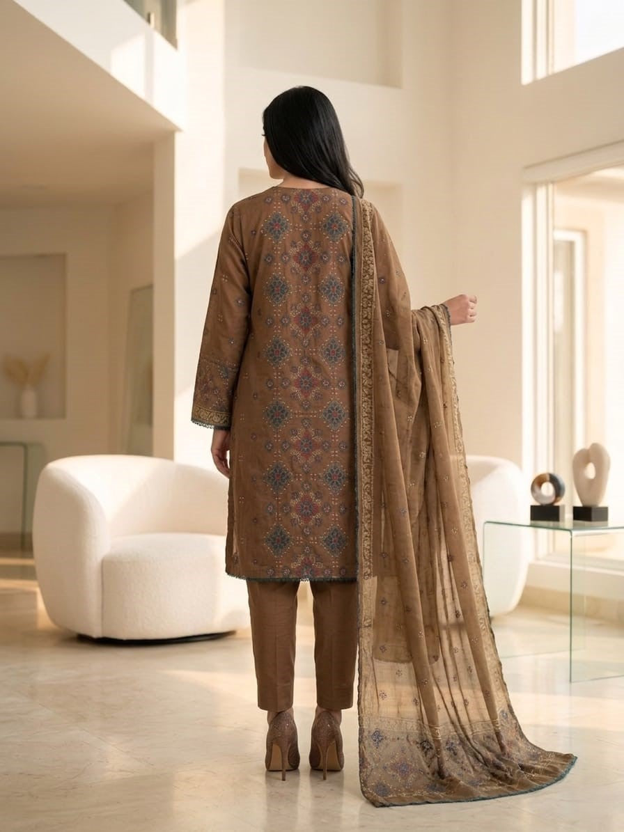 Spring Pure Cotton Embroidered Readymade Suit – Party Wear