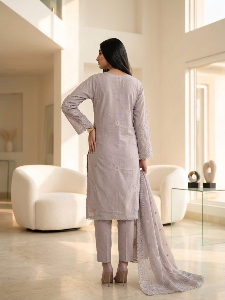 Spring Pure Cotton Embroidered Readymade Suit – Party Wear