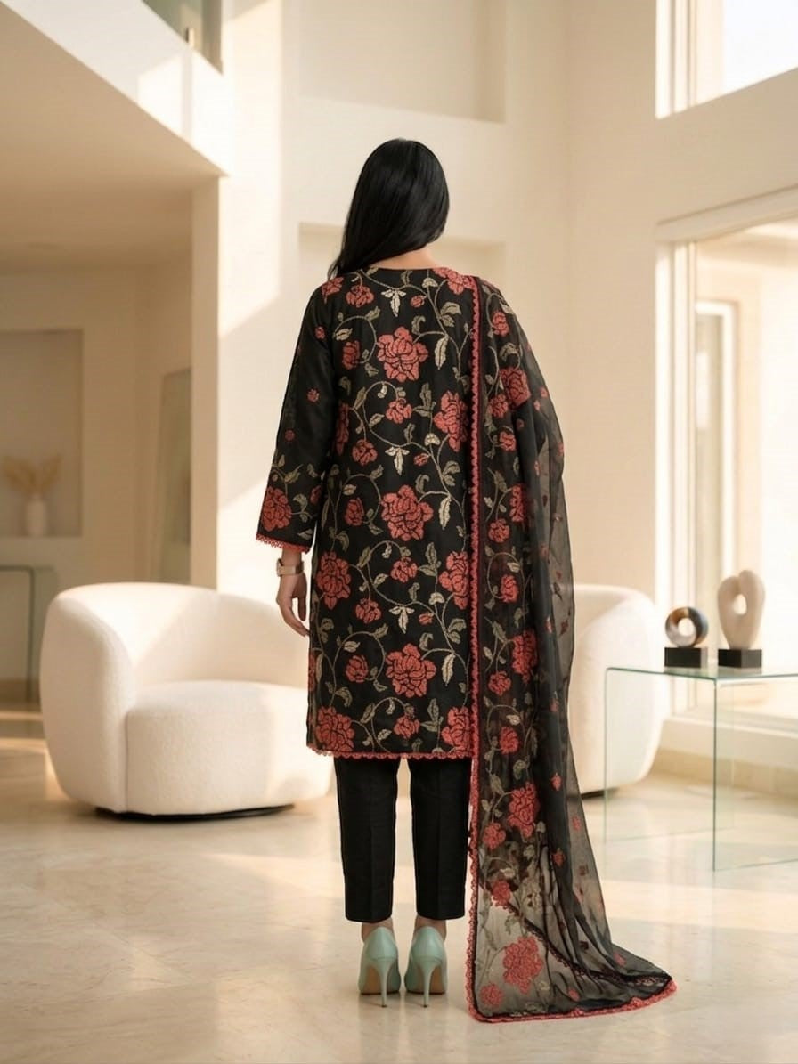 Spring Pure Cotton Embroidered Readymade Suit – Party Wear