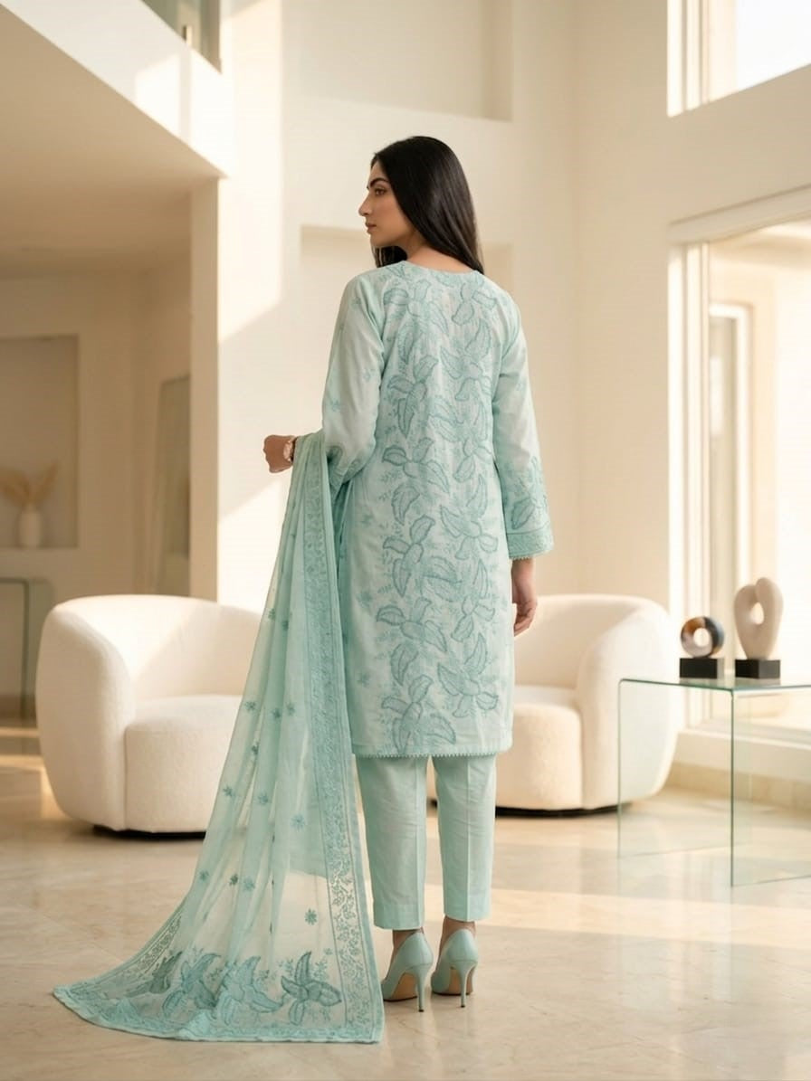 Spring Pure Cotton Embroidered Readymade Suit – Party Wear