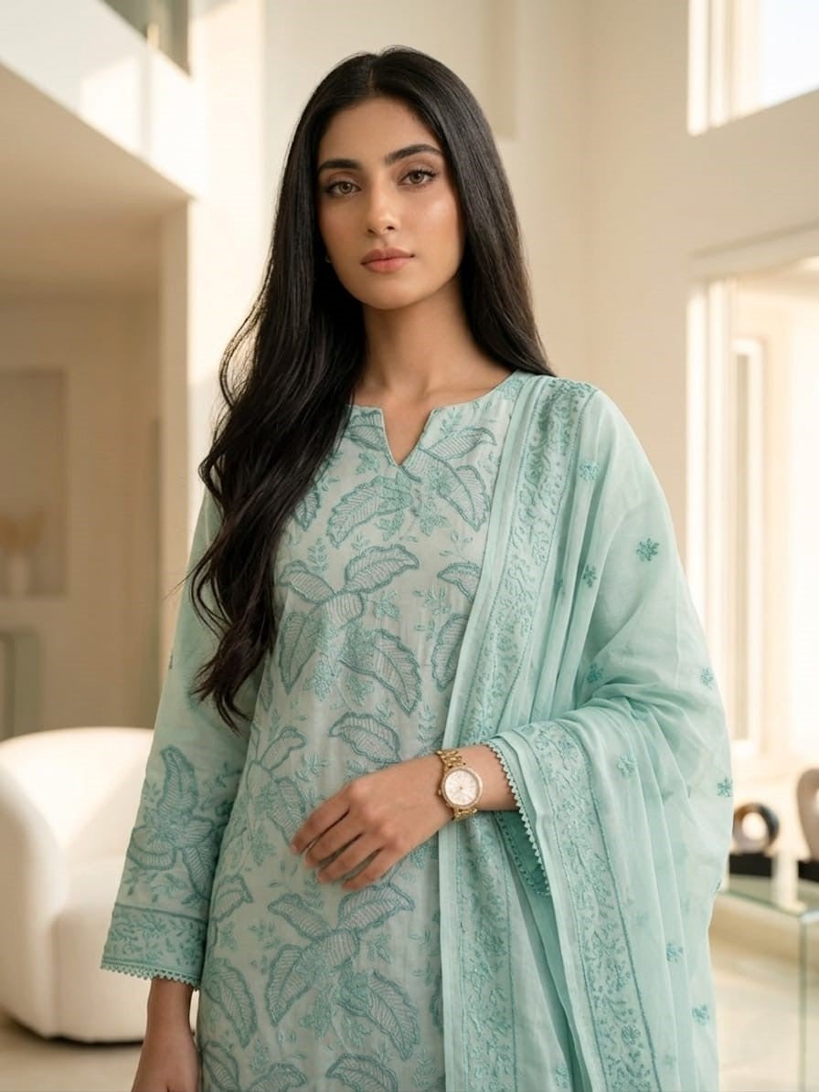 Spring Pure Cotton Embroidered Readymade Suit – Party Wear