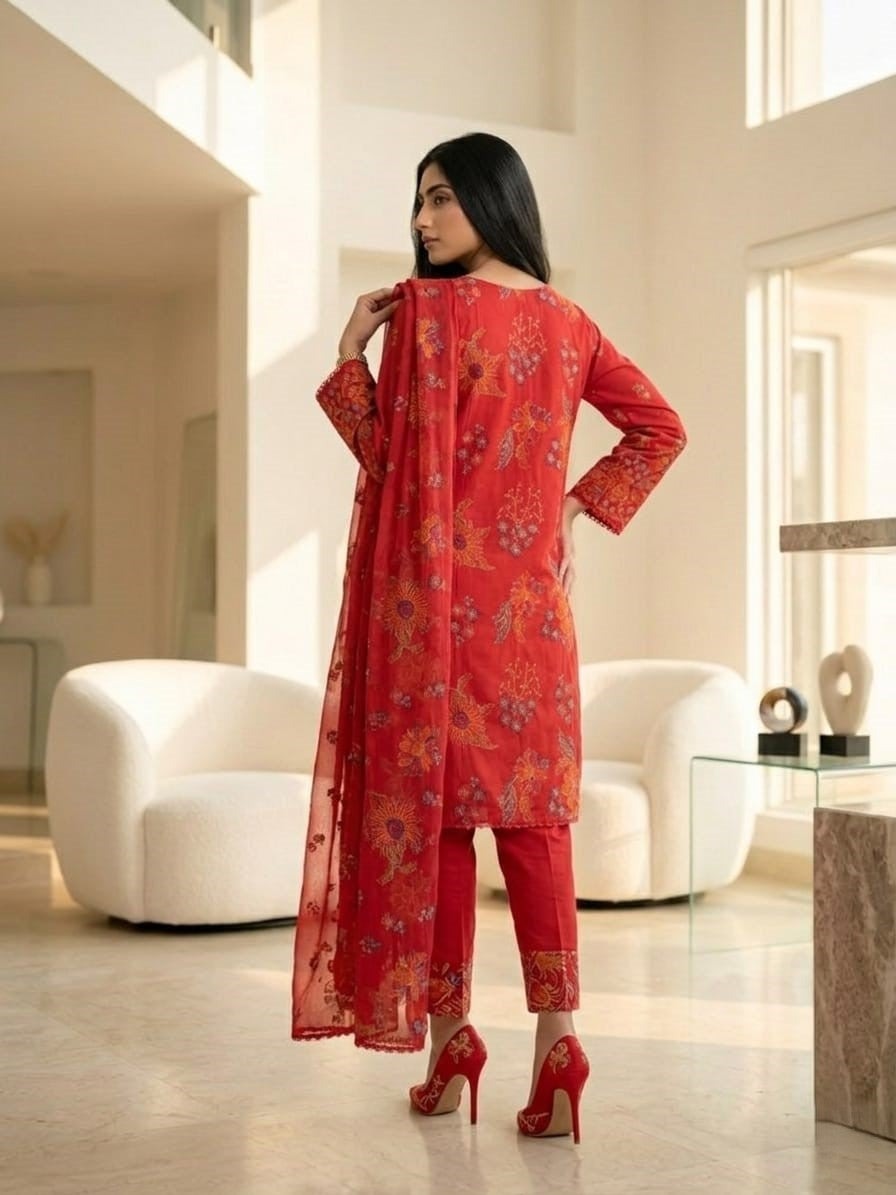 Spring Pure Cotton Embroidered Readymade Suit – Party Wear