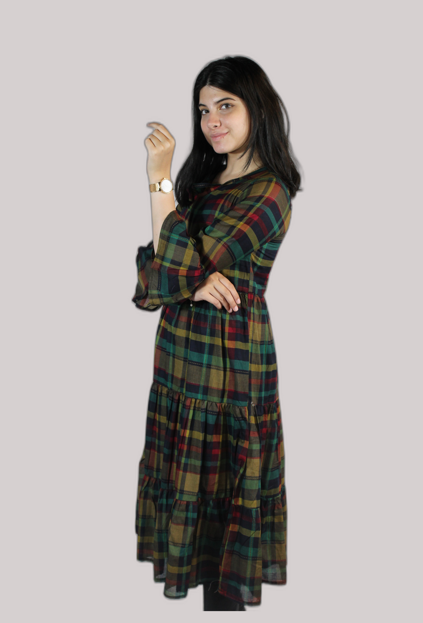 Andaaz Check Gathering Gown