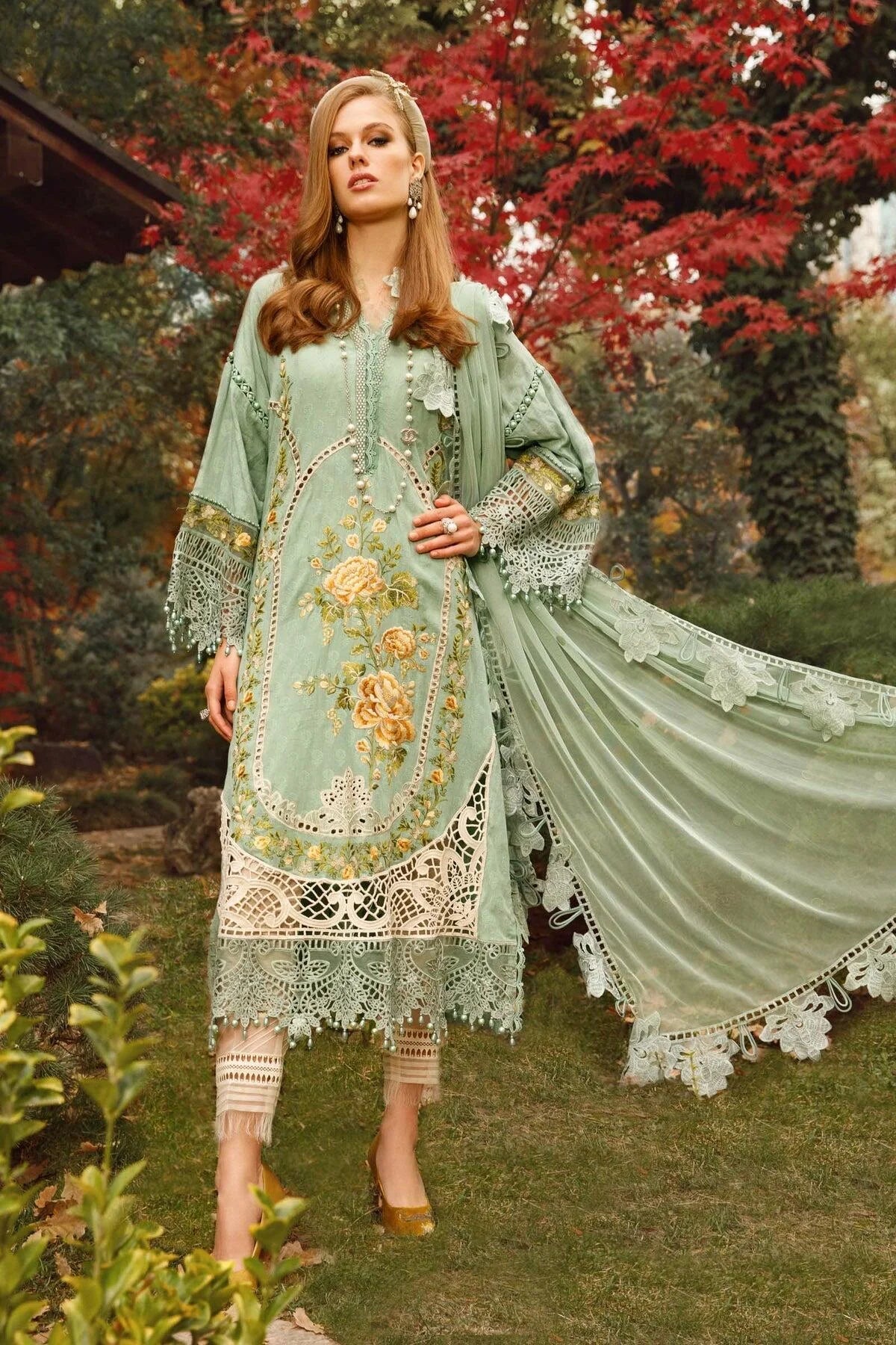 Lawn Apple Green Chickenkari Dress - GSS017