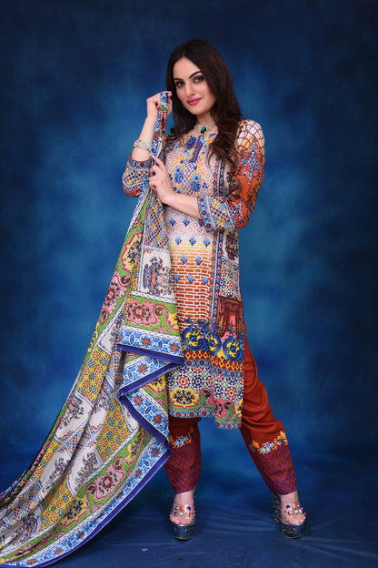 Embroidered Pakistani Readymade Lawn suit